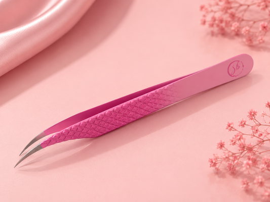 Rosé ombré curved isolation tweezer