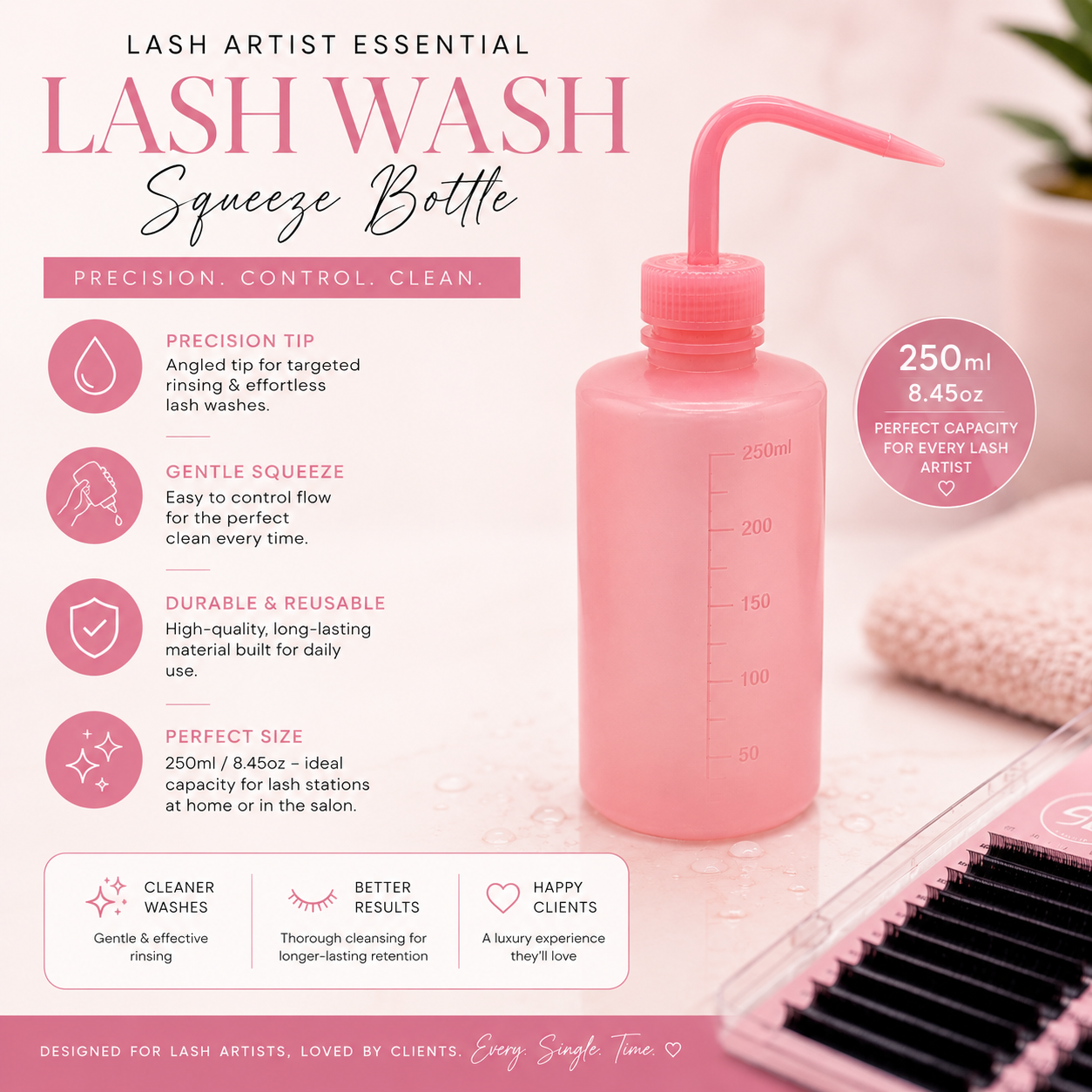 Lash wash squeeze water bottle
