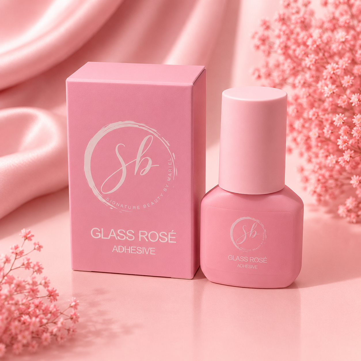 Glass rosé pink adhesive